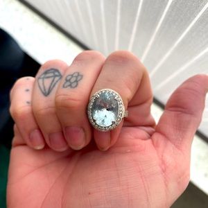 8 ct Blue Topaz & Diamond Ring